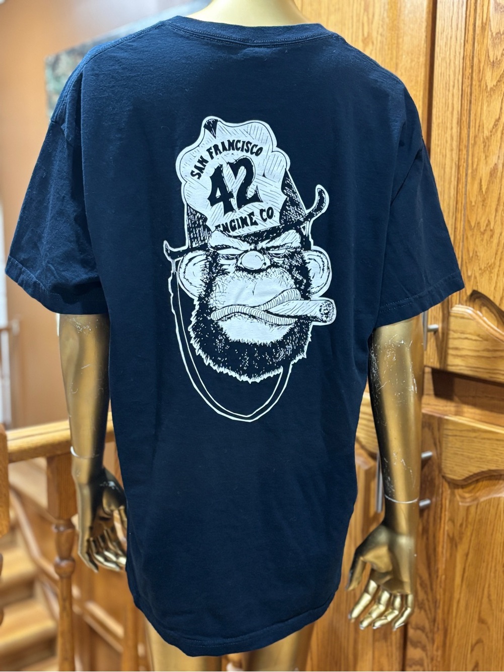 American Apparel Black Tee with White Firefighter Graphic